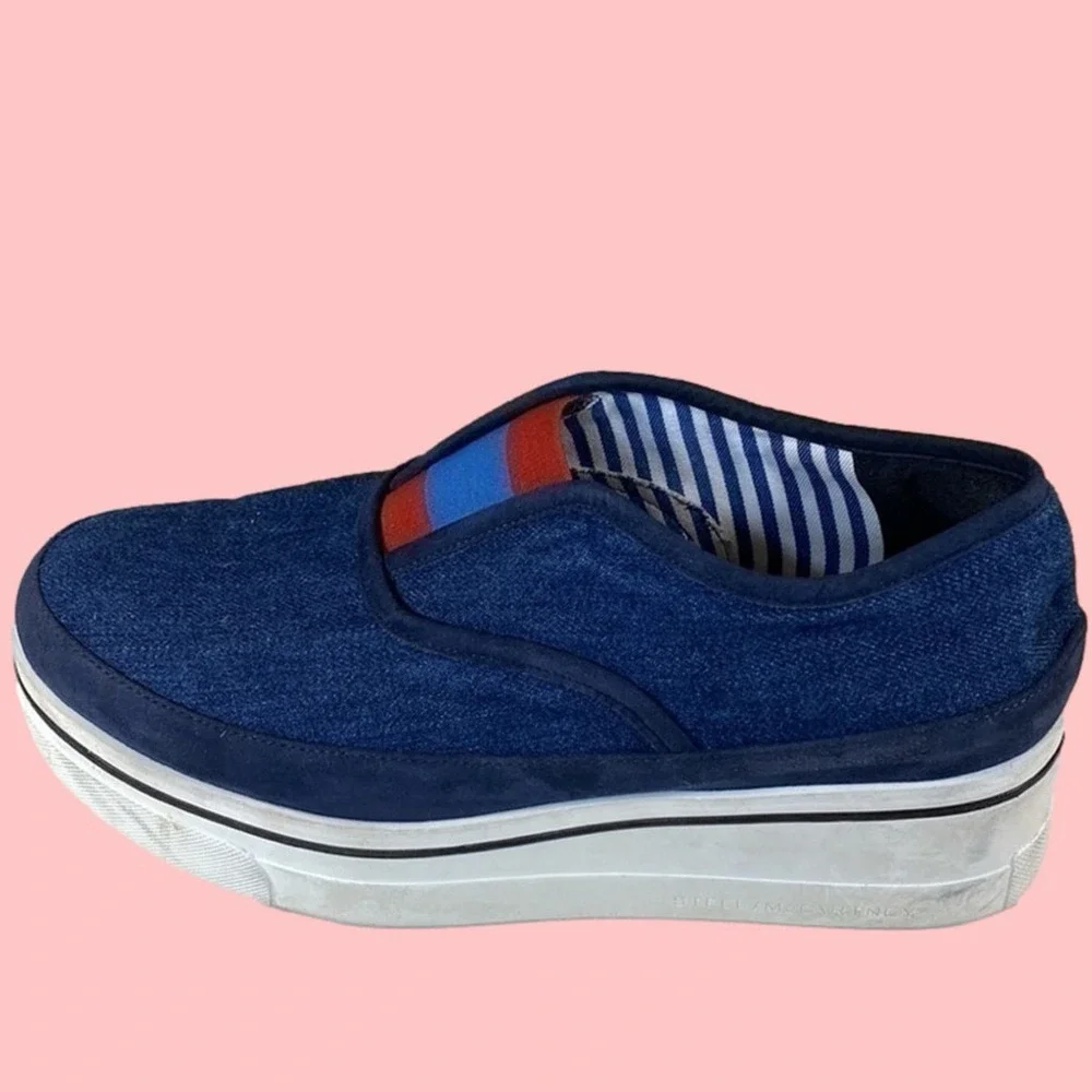 Clearance! Stella McCartney Platform Slip On Sneakers Canvas Suede 41 EU/11 US‎
